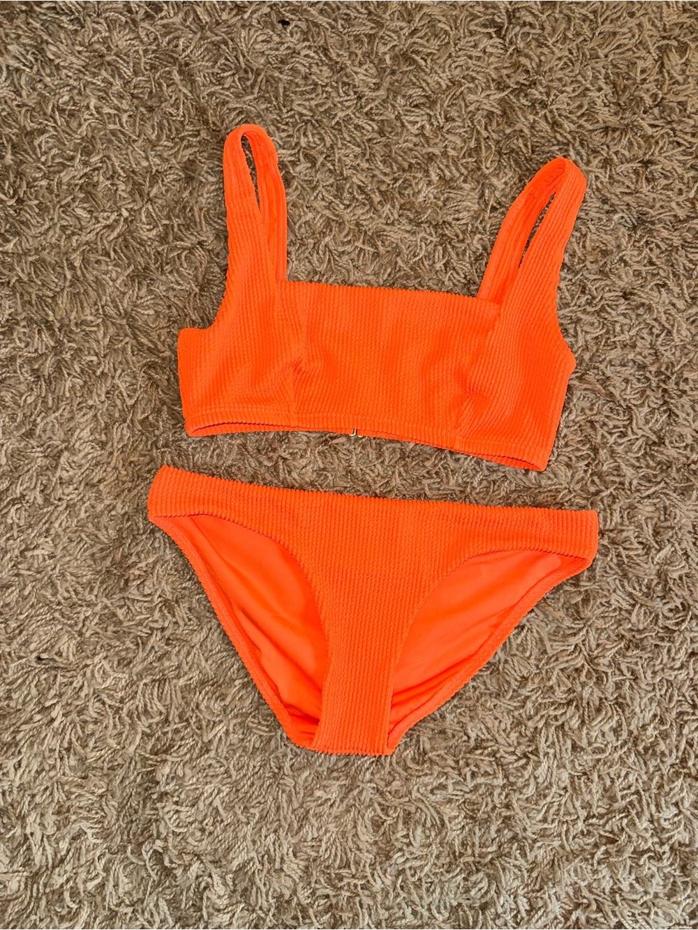 Billabong Neon Orange Ribbed Two-Piece Bikini